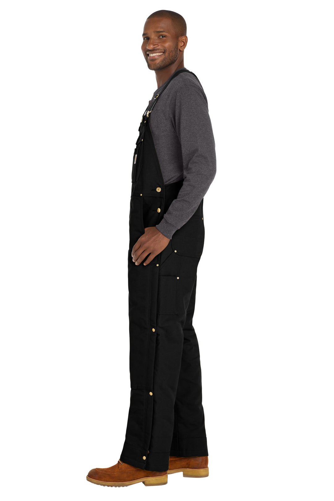 Black Carhartt Short Firm Duck Insulated Bib Overalls CTS106672