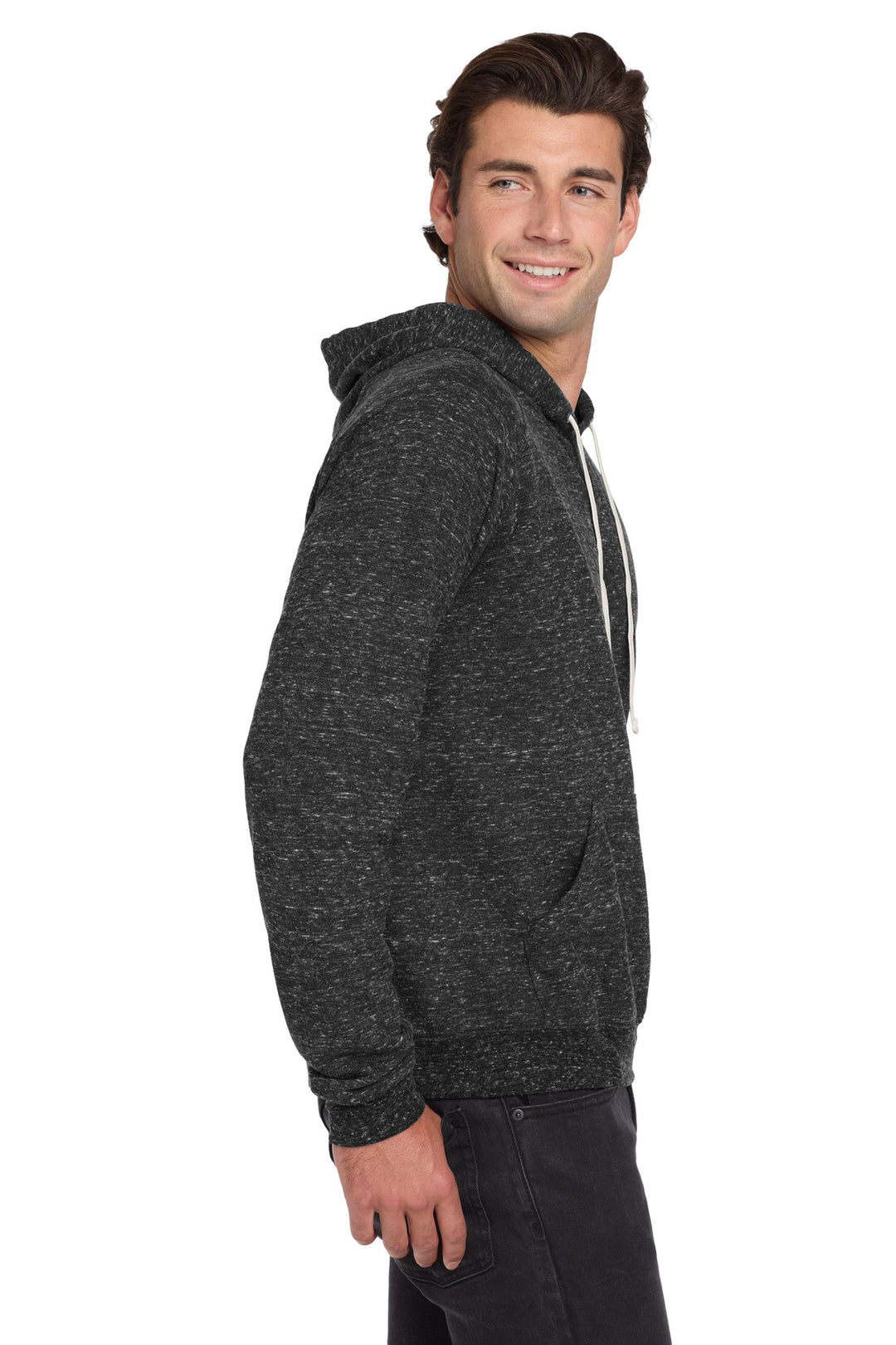 Black Ink Jerzees Snow Heather French Terry Raglan Hoodie 90M