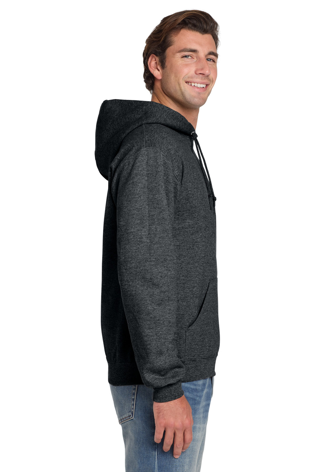 BlkHthr Jerzees Super Sweats NuBlend - Pullover Hooded Sweatshirt. 4997M