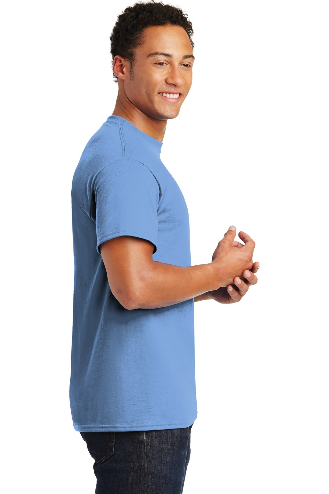 CAROLINA BLUE Gildan DryBlend 50 Cotton/50 Poly T-Shirt. 8000