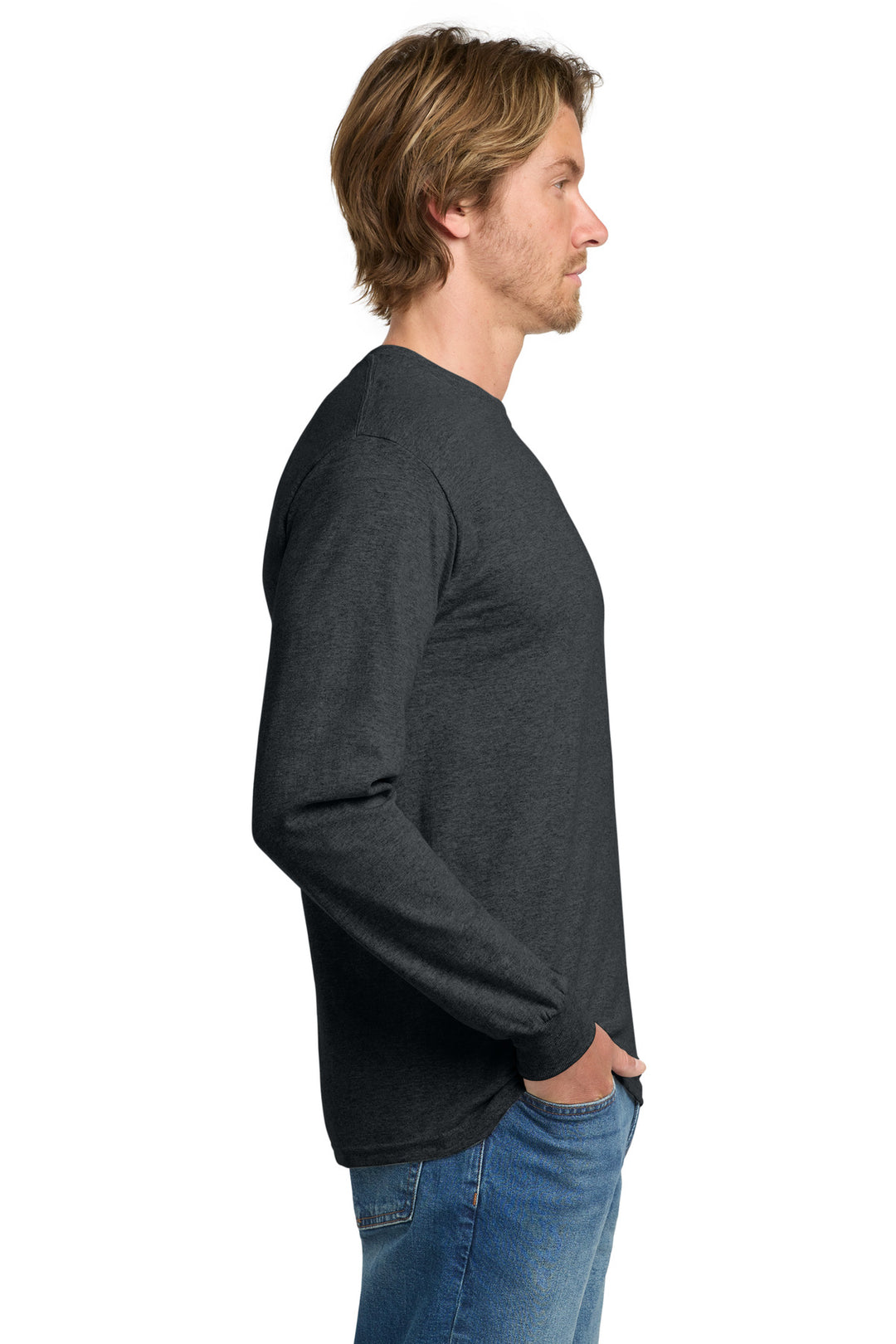 DarkHthr Gildan - Heavy Cotton 100% Cotton Long Sleeve T-Shirt. 5400