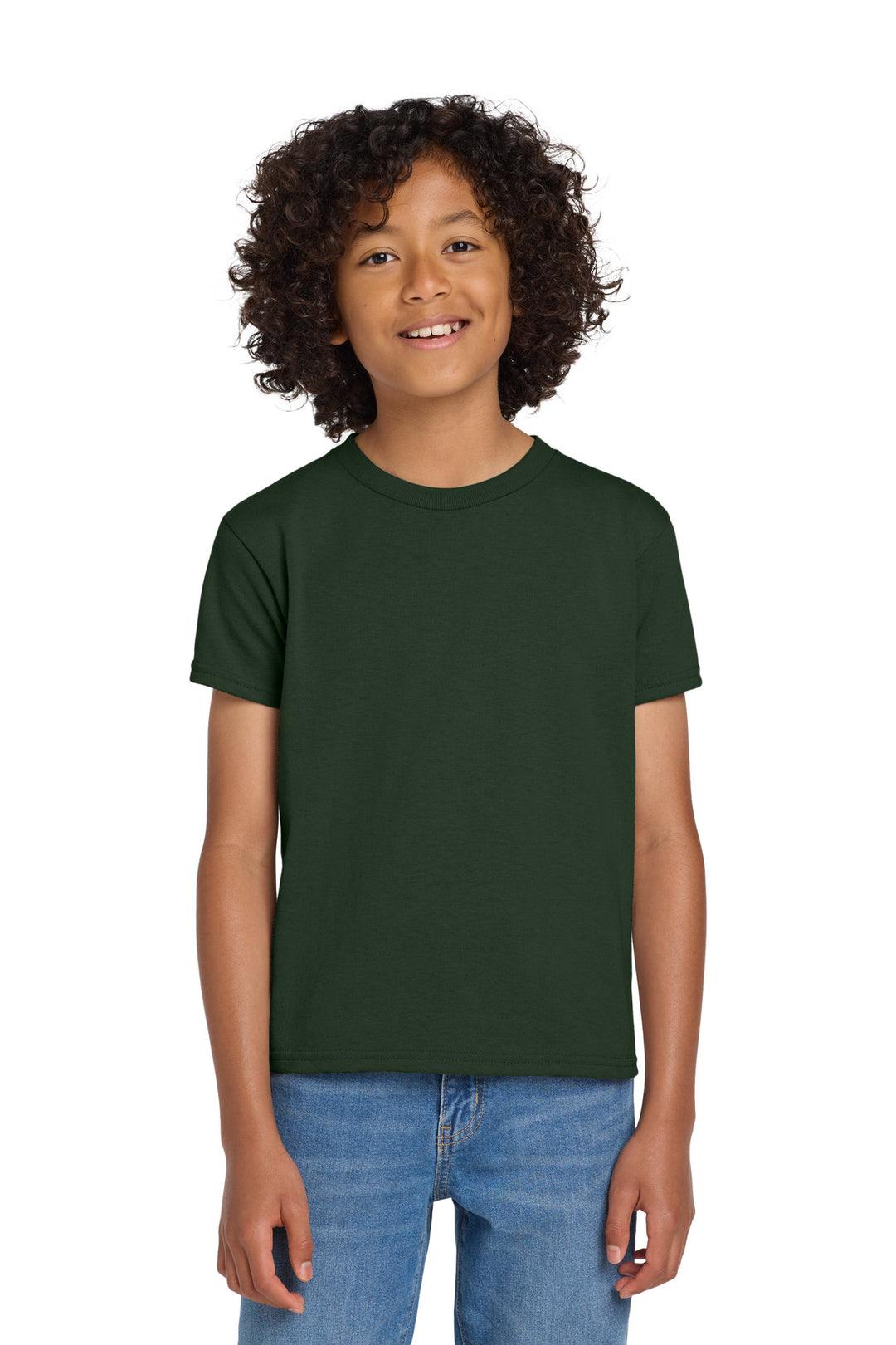 Forest Gildan Youth DryBlend 50 Cotton/50 Poly T-Shirt. 8000B