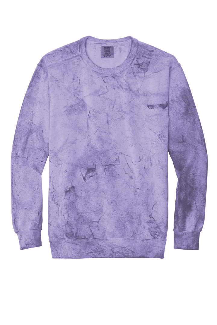Front View of Amethyst Comfort Colors Color Blast Crewneck Sweatshirt 1545