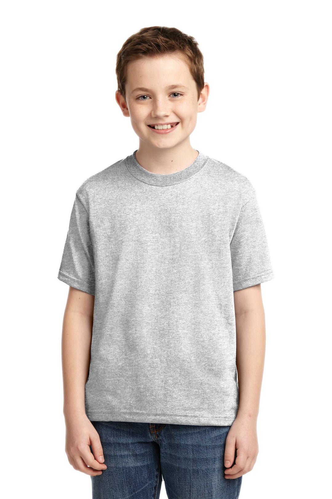 Front View of Ash Jerzees - Youth Dri-Power 50/50 Cotton/Poly T-Shirt. 29B