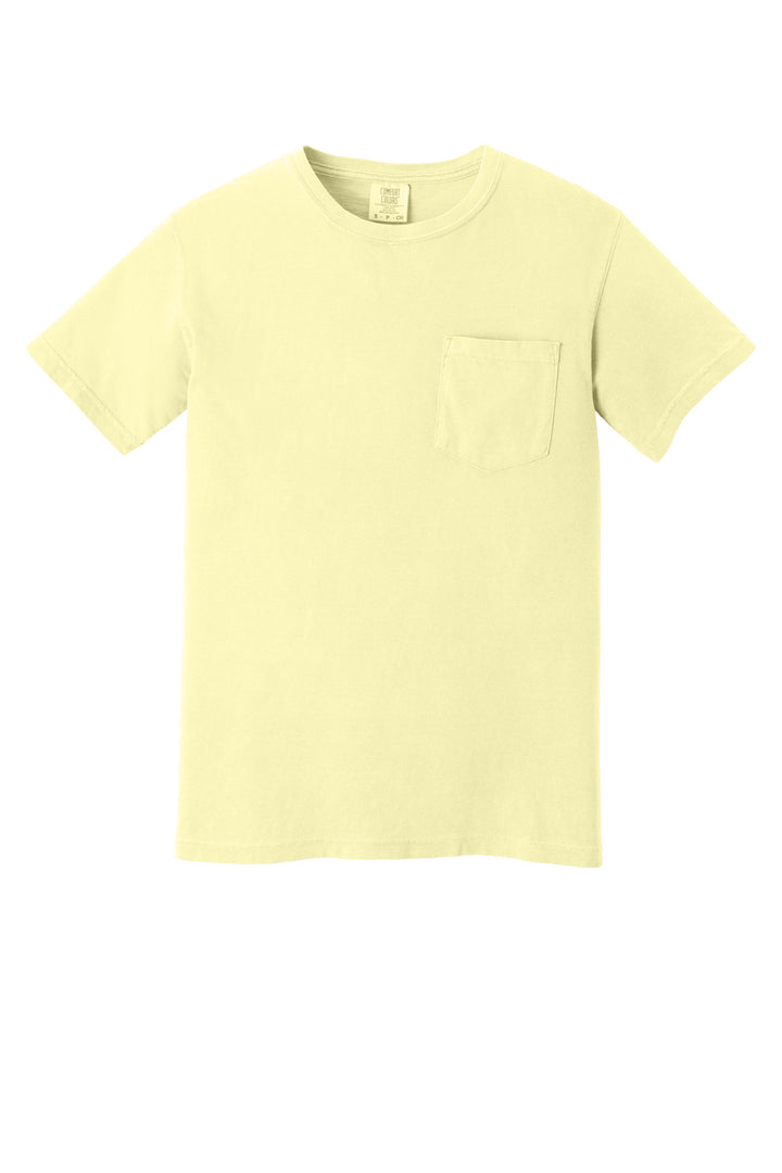 Front View of Banana COMFORT COLORS Heavyweight Ring Spun Pocket Tee. 6030
