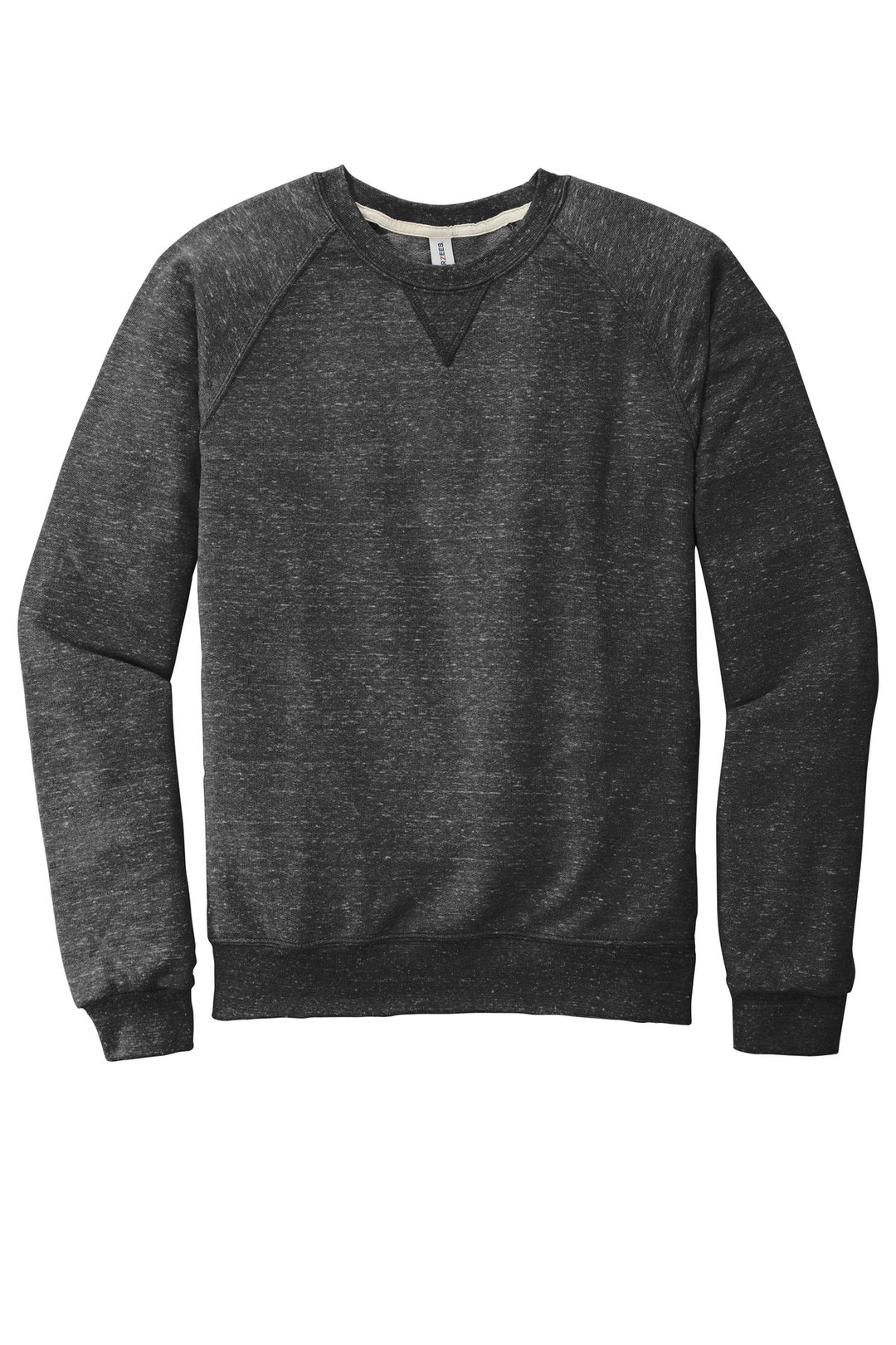 Front View of Black Ink Jerzees Snow Heather French Terry Raglan Crew 91M