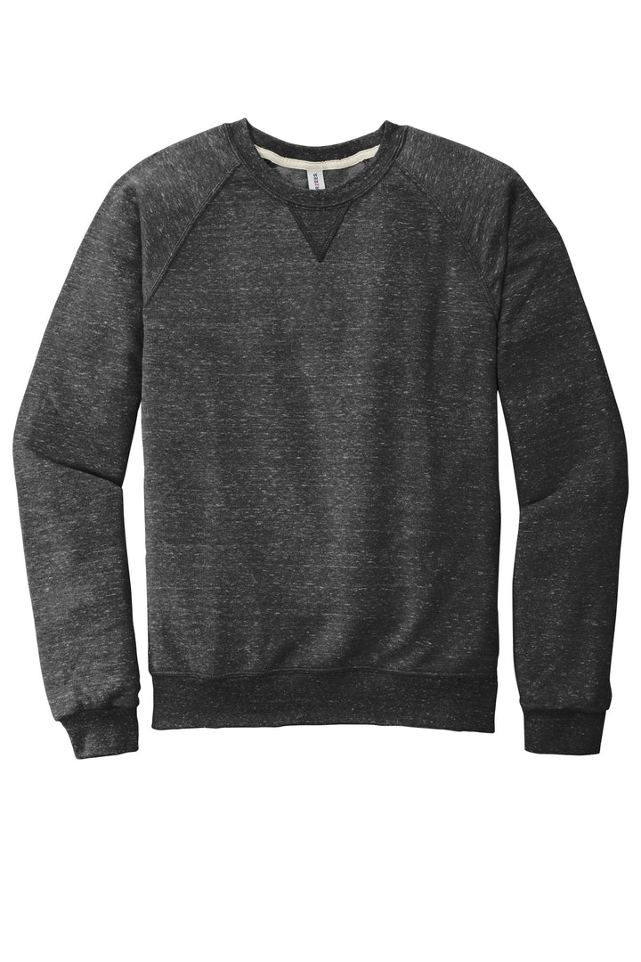Front View of Black Ink Jerzees Snow Heather French Terry Raglan Crew 91M