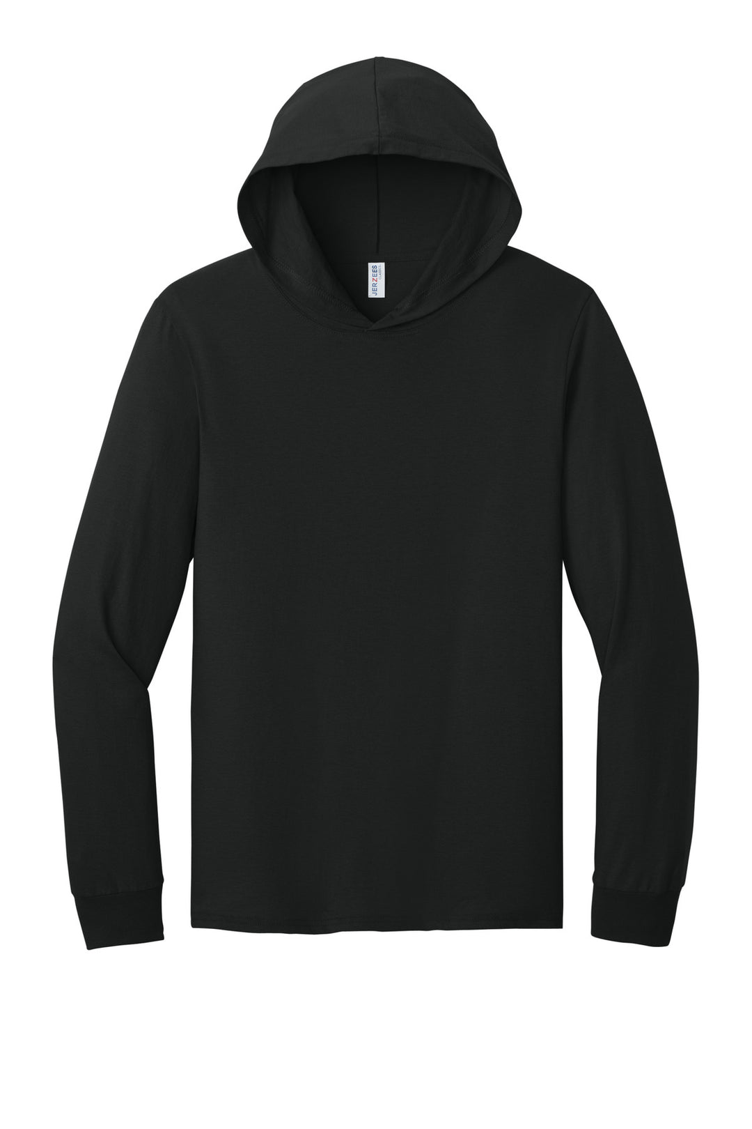 Front View of BlackInk Jerzees Classics Unisex Cotton Long Sleeve Hooded T-Shirt 363LH