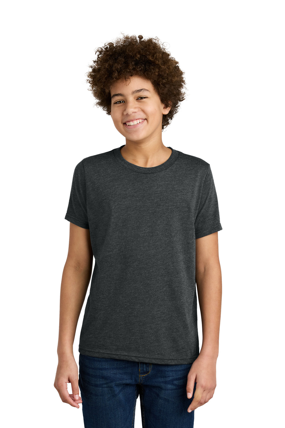 Front View of Charcoal Next Level Apparel Youth CVC Tee NL3312