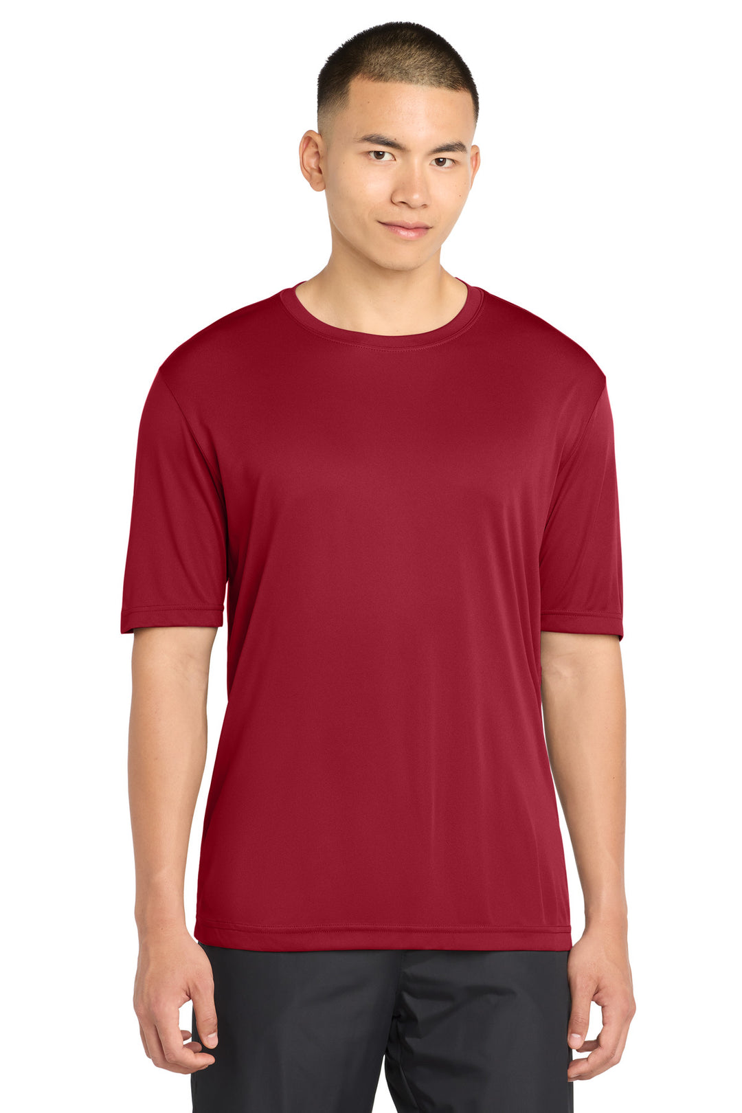 Front View of DeepRed Sport-Tek PosiCharge Competitor Tee. ST350