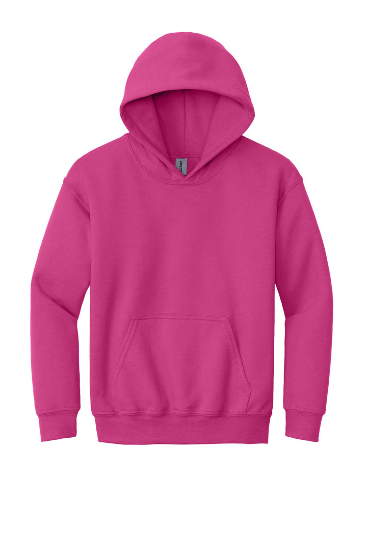 Front View of Heliconia Gildan - Youth Heavy Blend Hooded Sweatshirt. 18500B