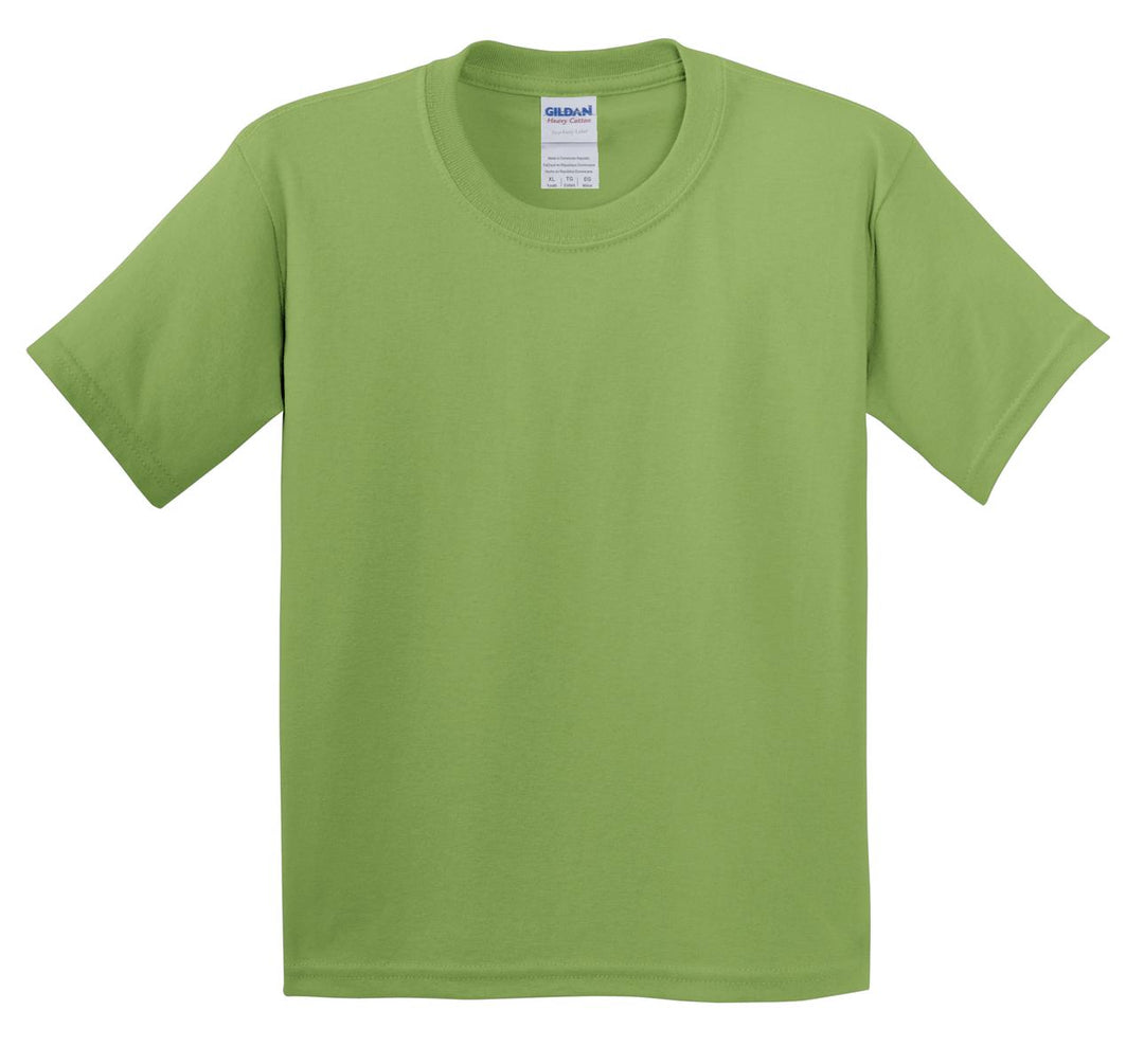 Front View of Kiwi Gildan - Youth Heavy Cotton 100% Cotton T-Shirt. 5000B