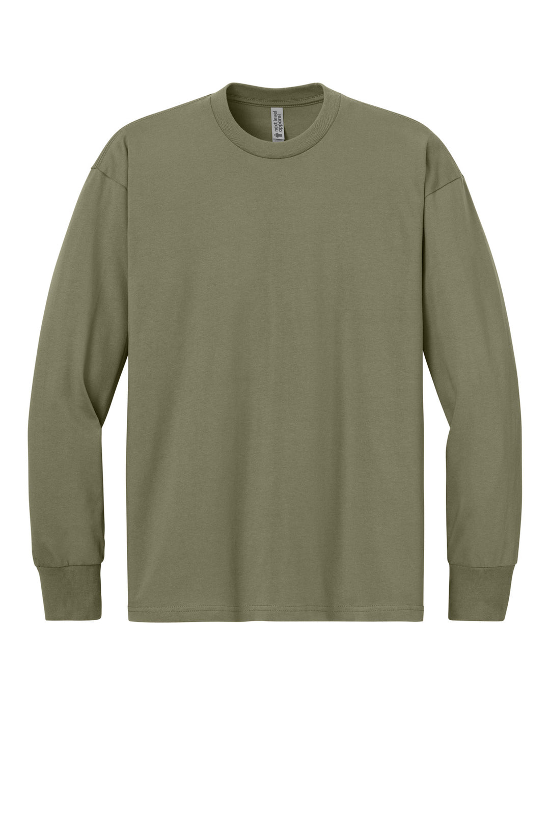 Front View of LightOlive Next Level Apparel Heavyweight Long Sleeve Tee NL7211