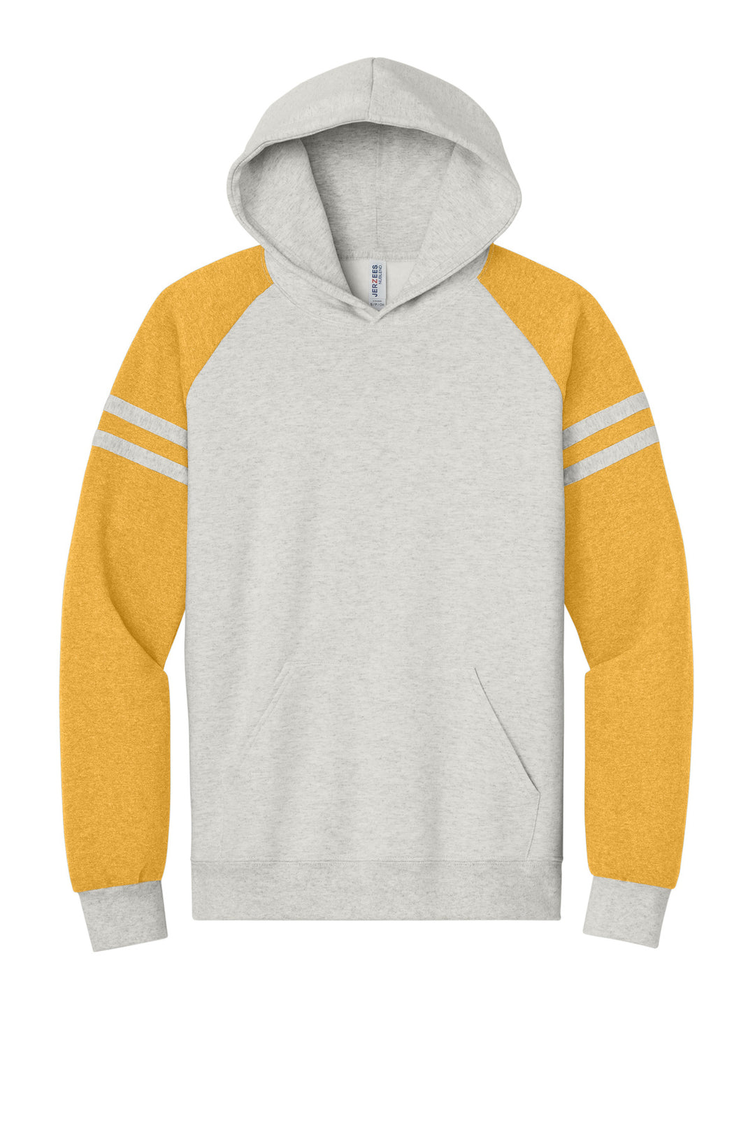 Front View of OatH/MstdH Jerzees Unisex NuBlend Varsity Colorblock Hooded Sweatshirt 97C