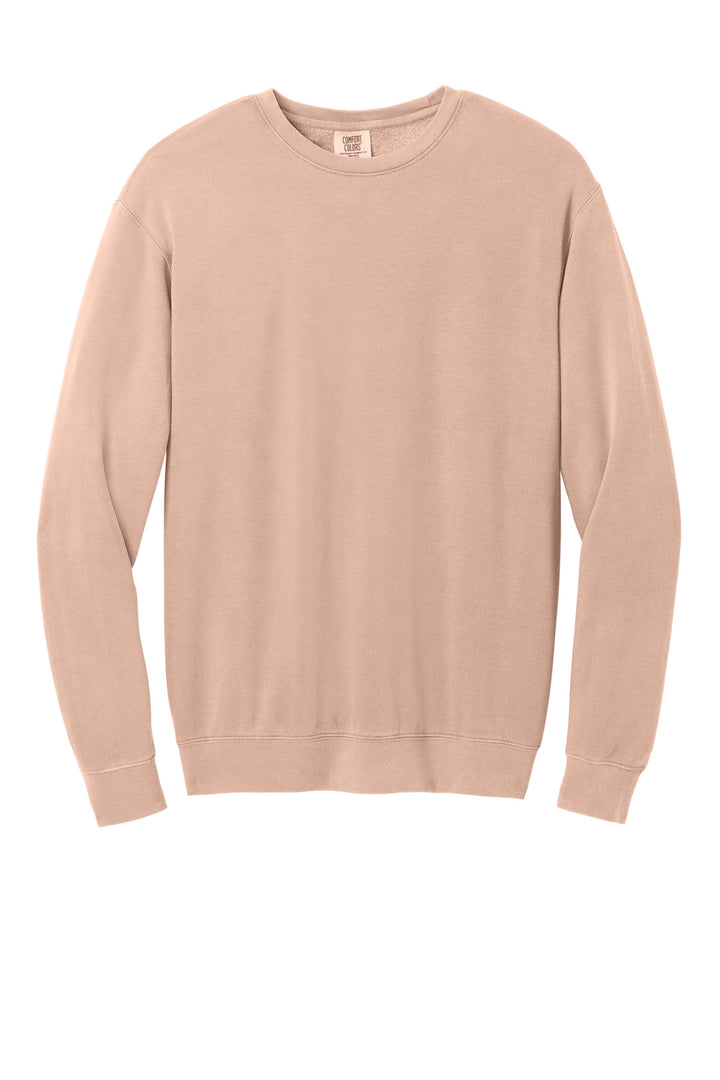 Front View of Peachy Comfort Colors Lightweight Crewneck Sweatshirt 1466