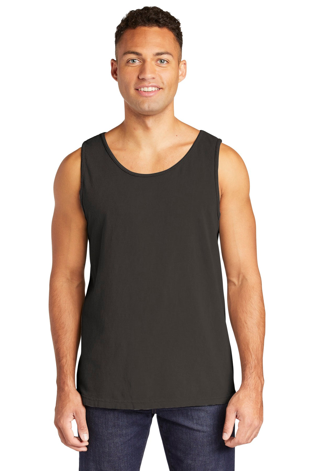 Front View of Pepper COMFORT COLORS Heavyweight Ring Spun Tank Top. 9360