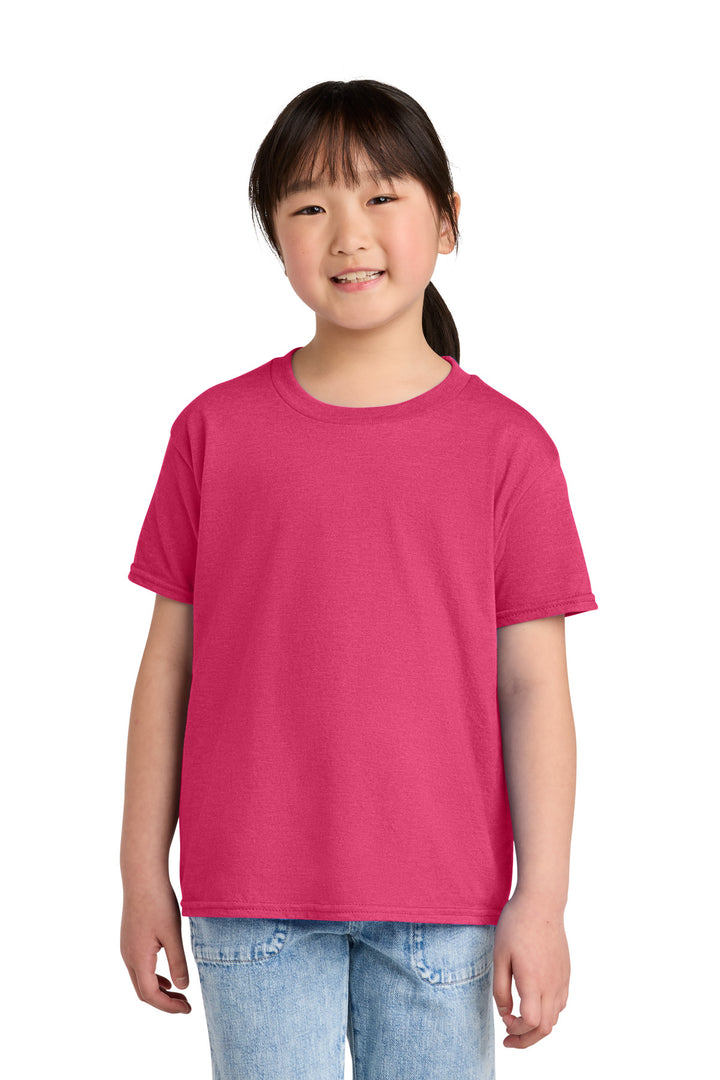 Front View of PkLmnadMst Gildan Youth Softstyle CVC Tee 64000BCVC