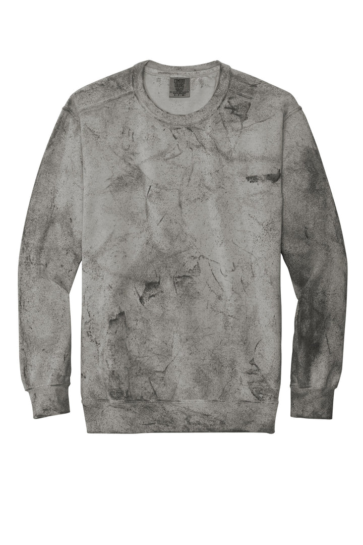Front View of Smoke Comfort Colors Color Blast Crewneck Sweatshirt 1545