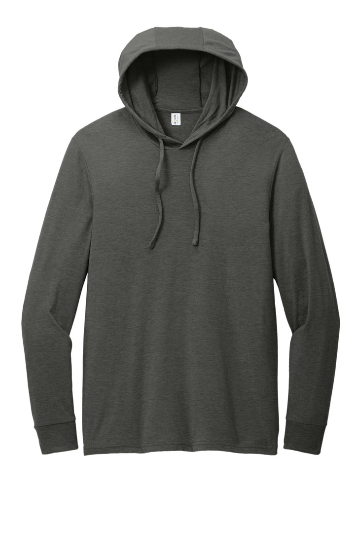 Front View of SpaceBlack Allmade Unisex Tri-Blend Hoodie Tee AL6003