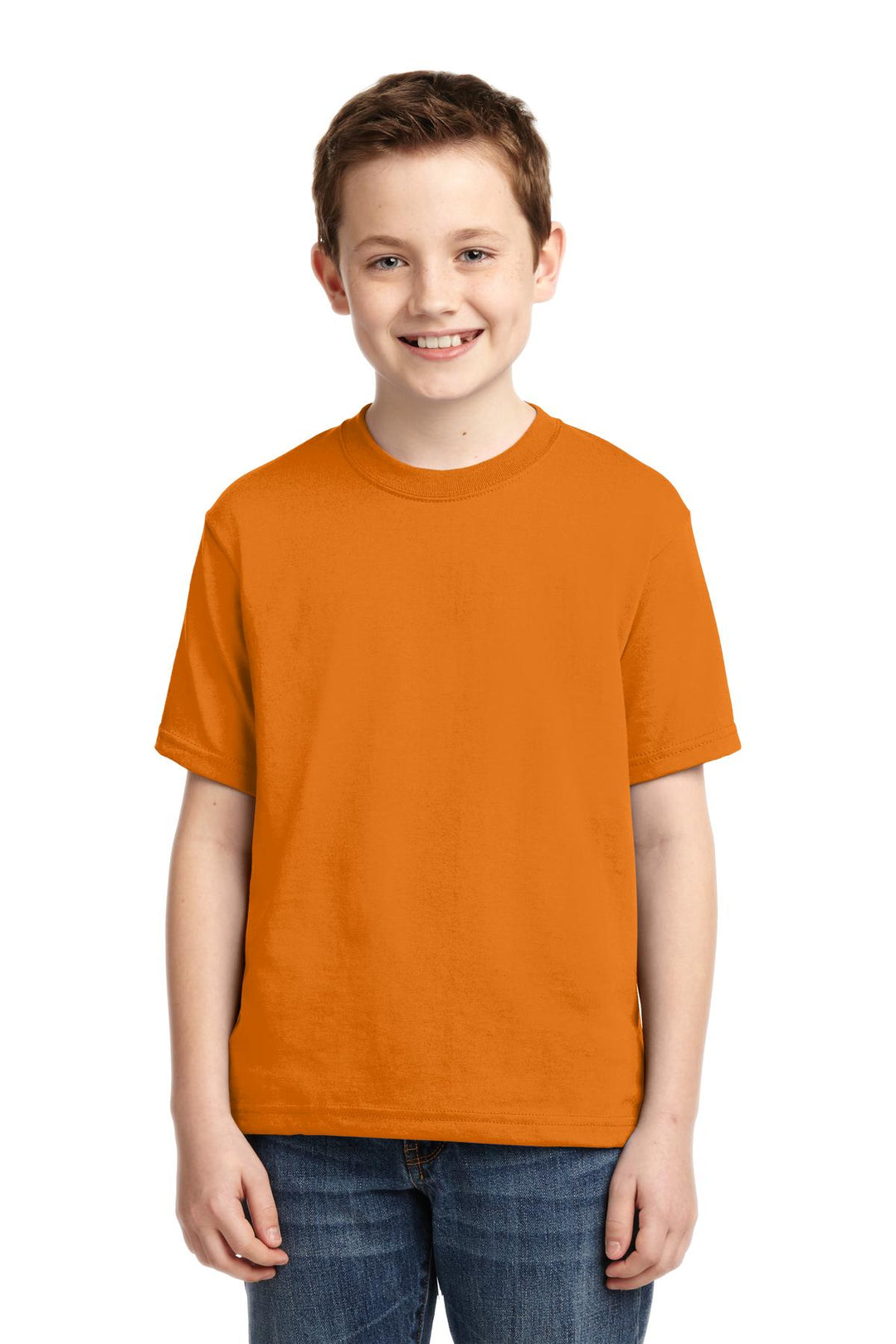 Front View of Tennessee Orng Jerzees - Youth Dri-Power 50/50 Cotton/Poly T-Shirt. 29B