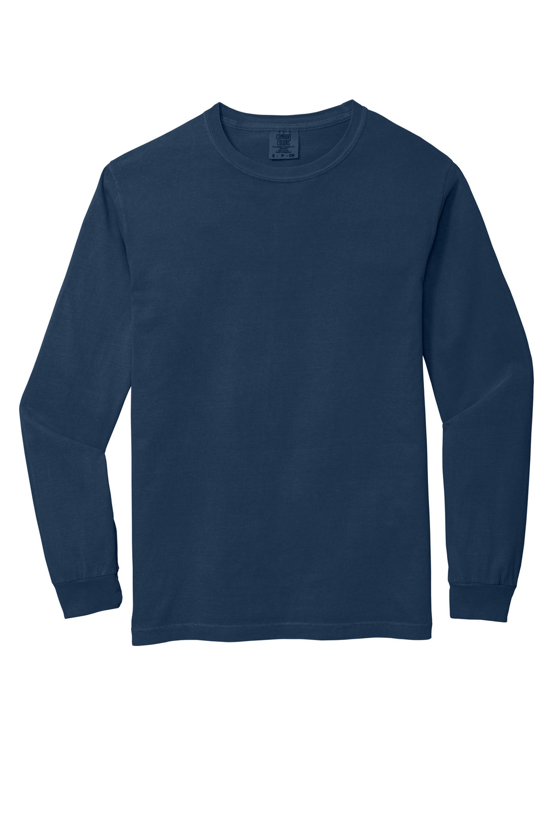 Front View of True Navy COMFORT COLORS Heavyweight Ring Spun Long Sleeve Tee. 6014