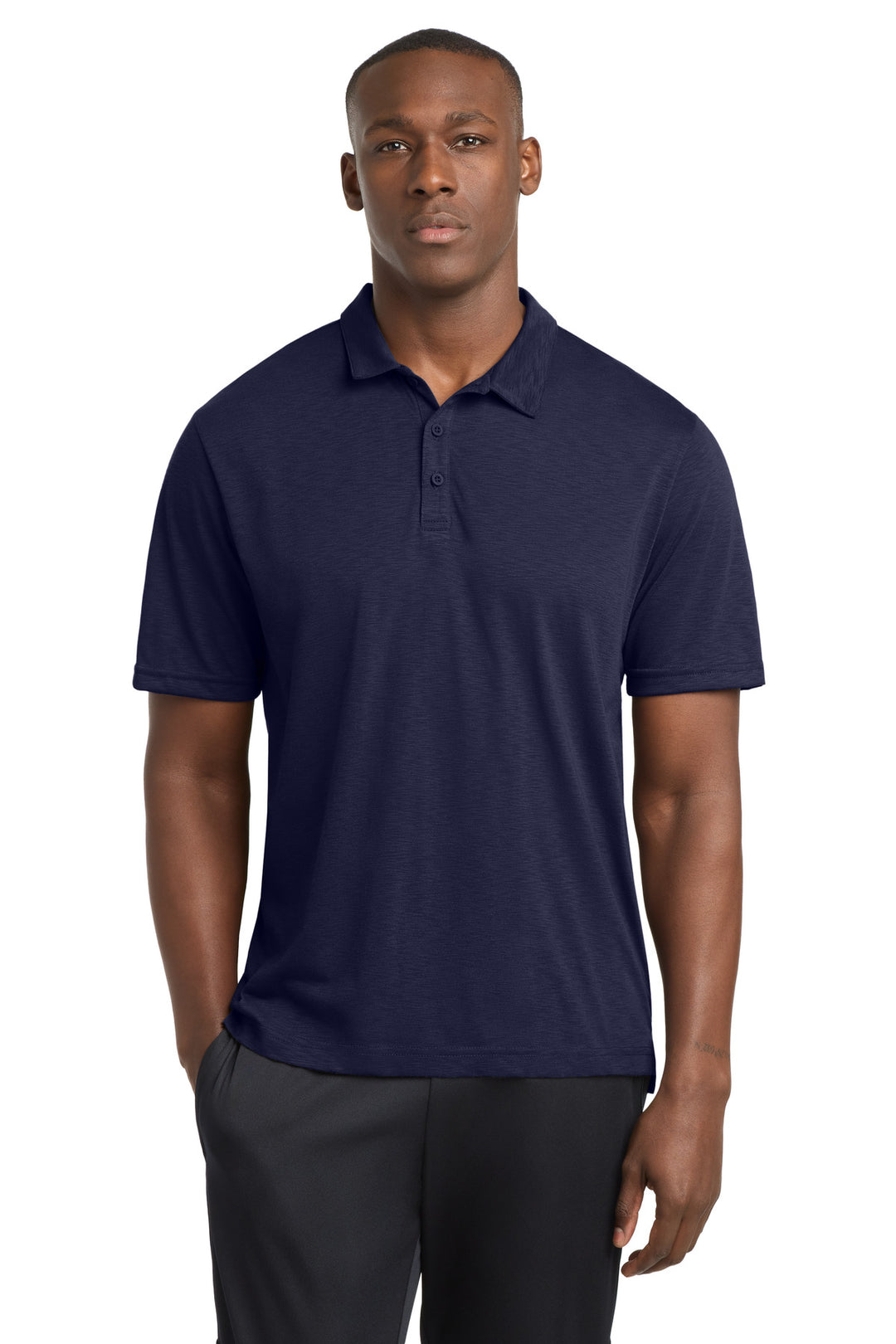 Front View of TrueNavy Sport-Tek PosiCharge Strive Polo ST530