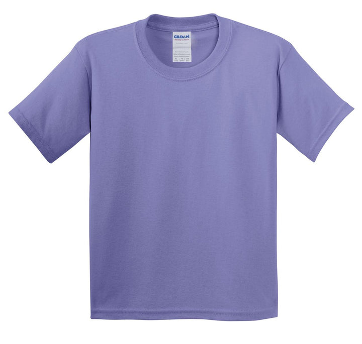 Front View of Violet Gildan - Youth Heavy Cotton 100% Cotton T-Shirt. 5000B