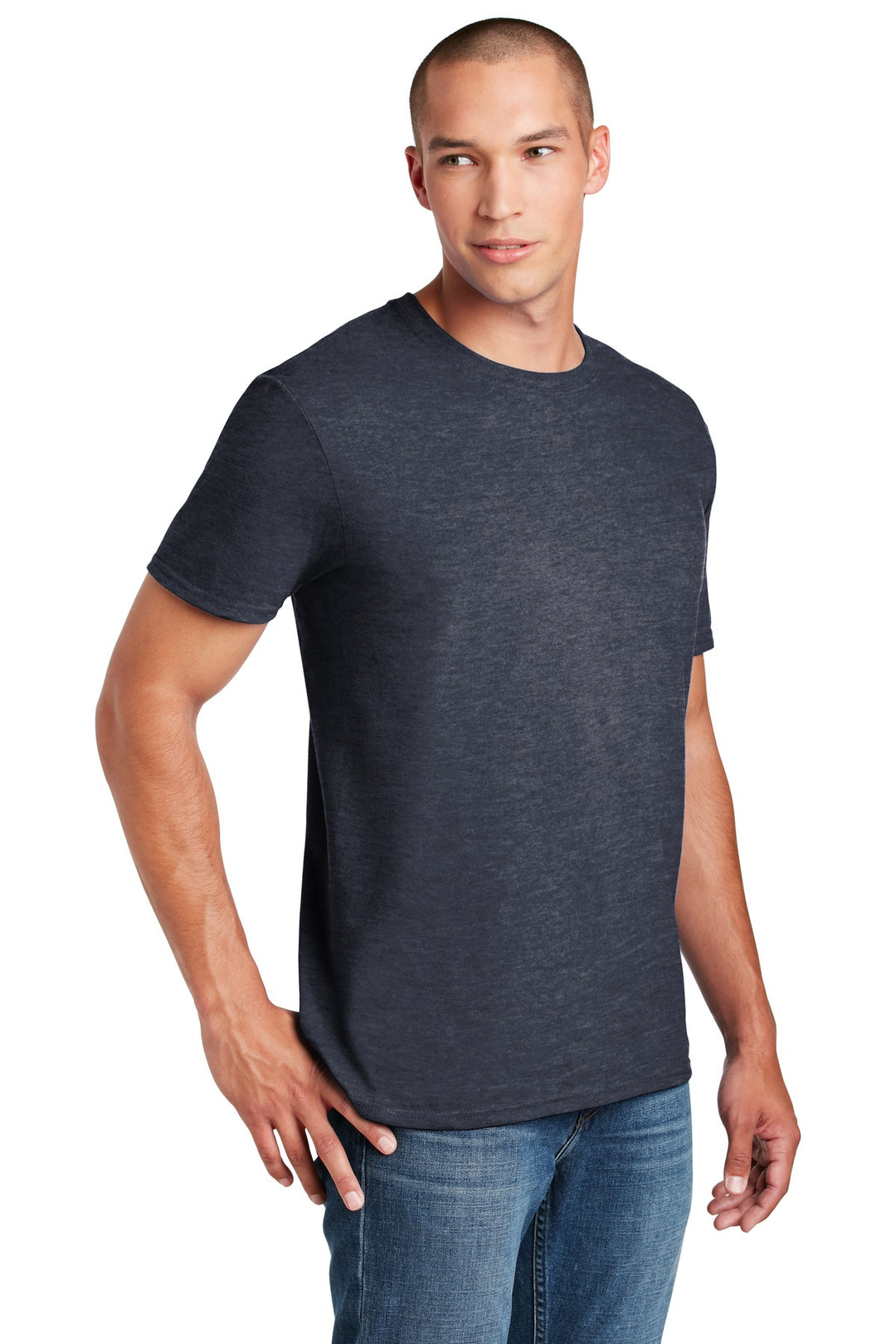 Heather Navy Gildan Softstyle T-Shirt. 64000