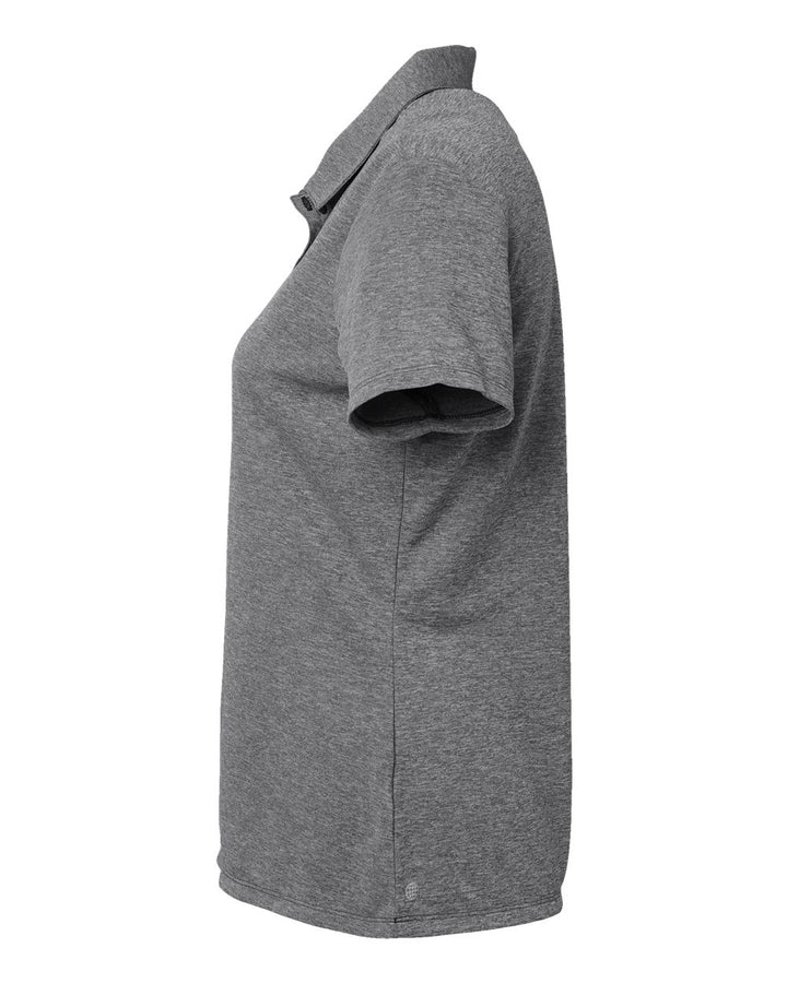 Left View of Black Melange Women's Heathered Polo - A583