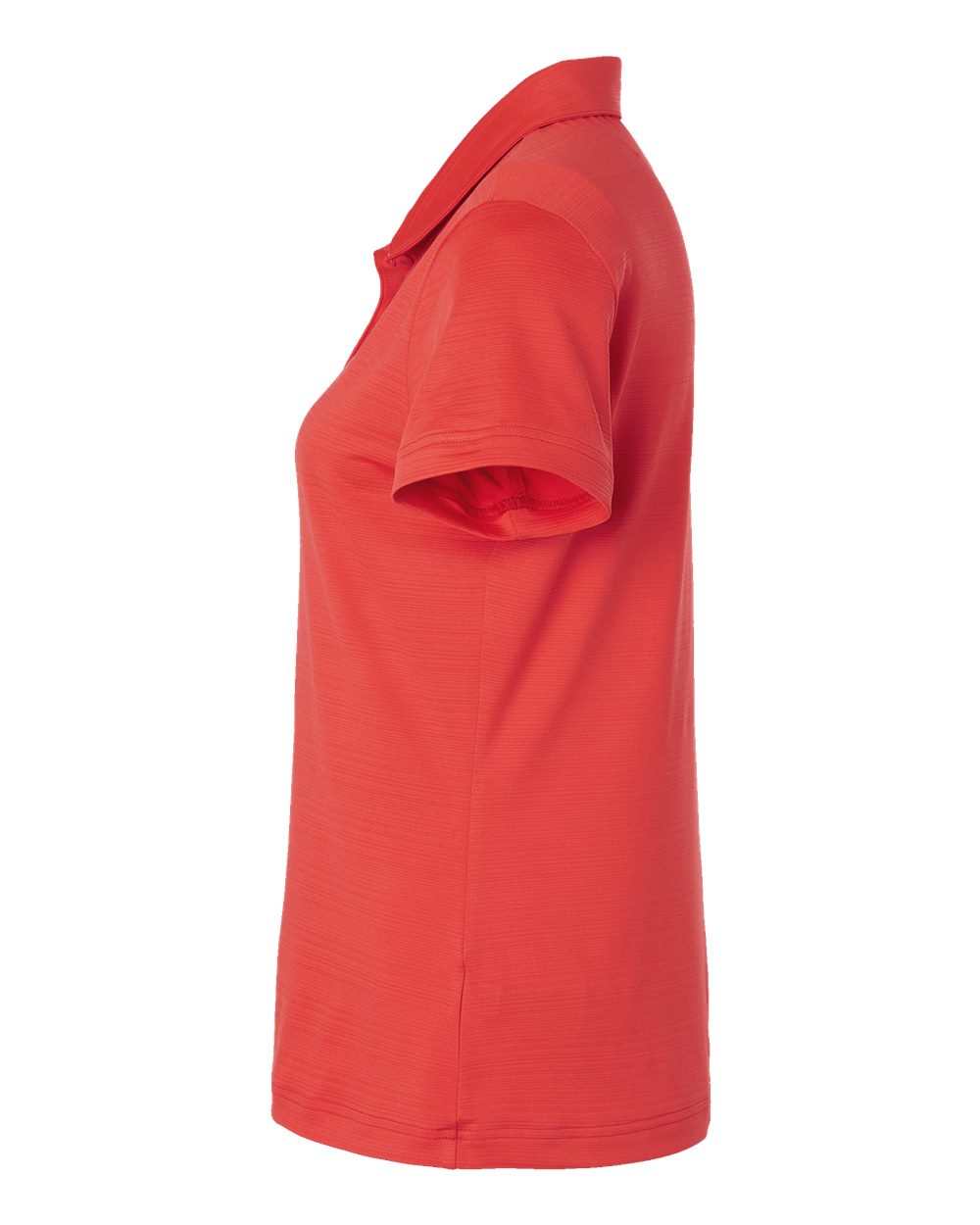 Left View of Bright Red Women's Textured Stripe Polo - A707