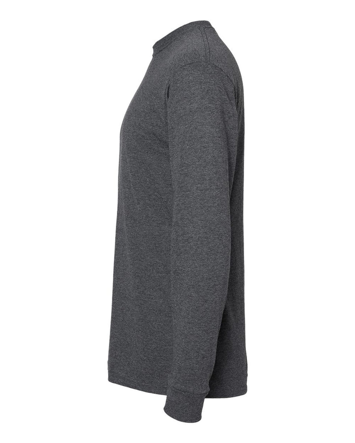 Left View of Dark Heather Gold Soft Touch Long Sleeve T-Shirt - 4820