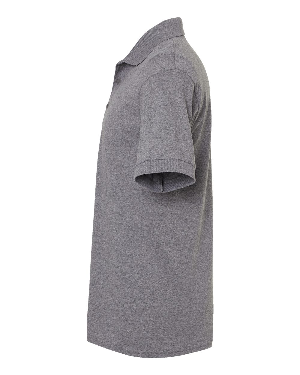 Left View of Graphite Heather DryBlend® Jersey Polo - 8800