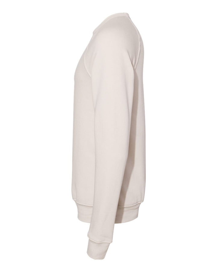 Left View of Heather Dust Sponge Fleece Raglan Crewneck Sweatshirt - 3901