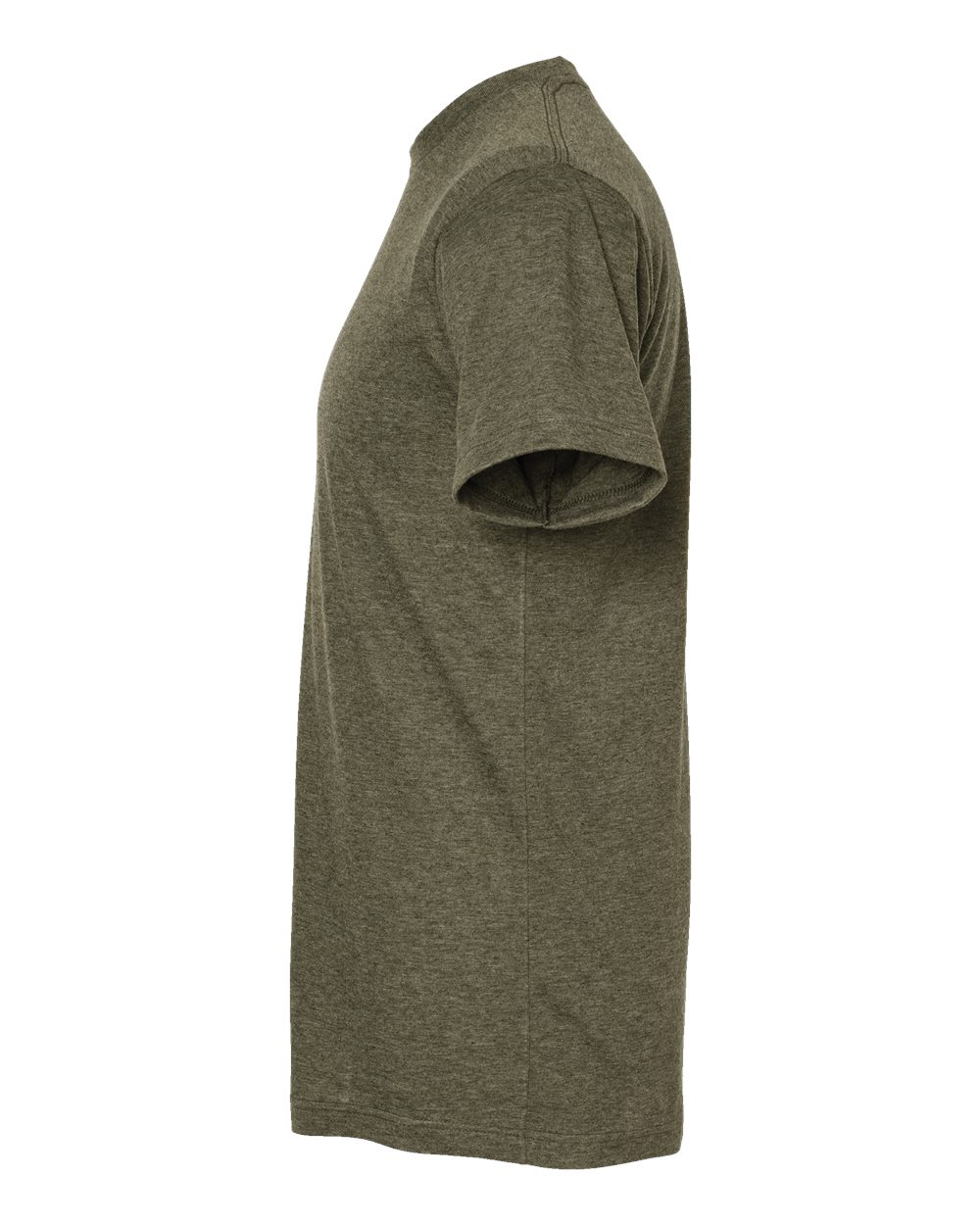 Left View of Heather Military Green Poly-Rich T-Shirt - 241