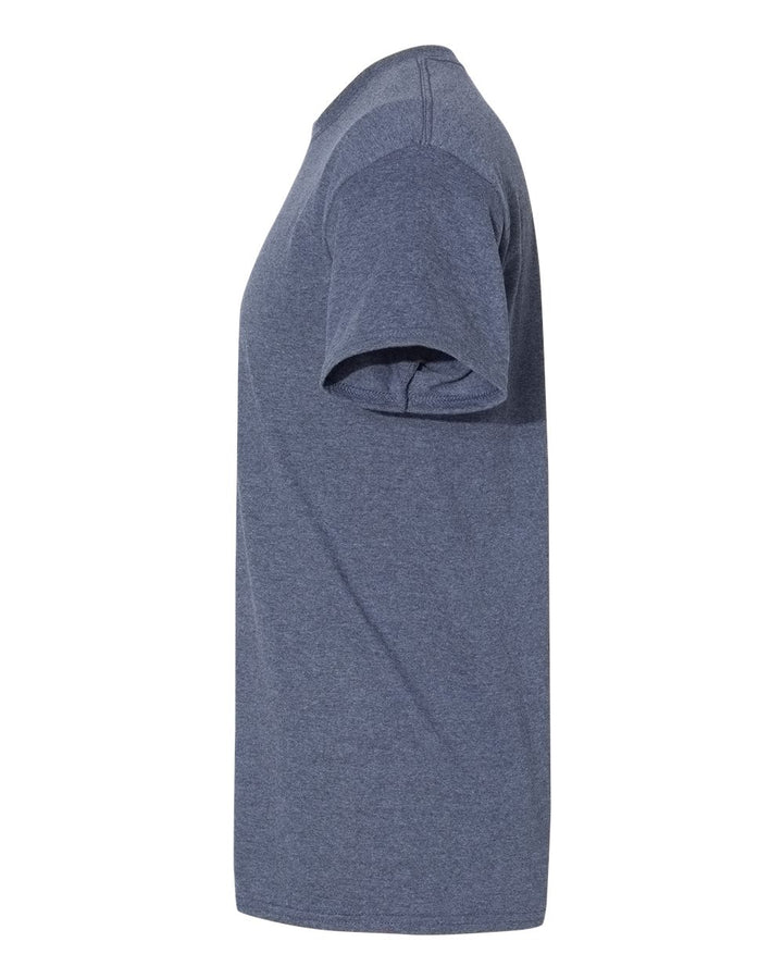Left View of Heather Navy Heavy Cotton™ T-Shirt - 5000