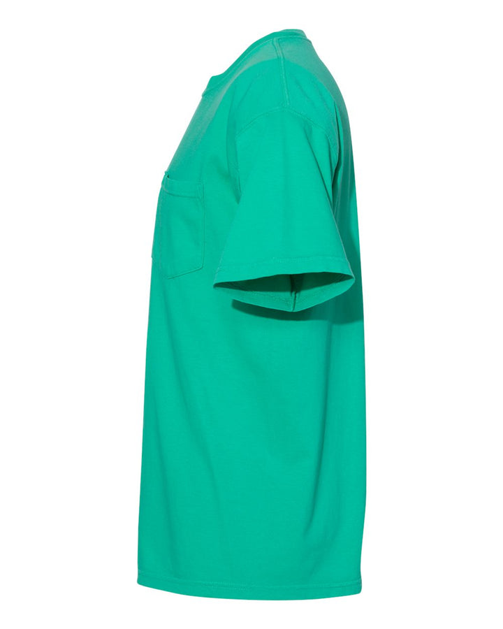 Left View of Island Green Garment-Dyed Heavyweight Pocket T-Shirt - 6030