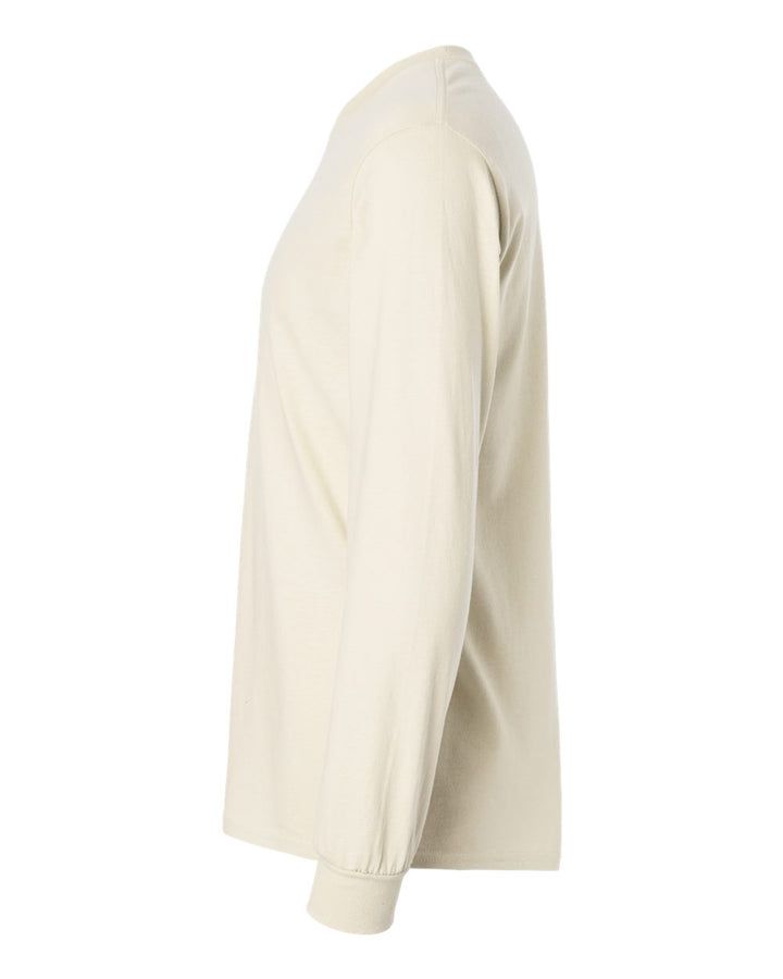 Left View of Natural Ultra Cotton® Long Sleeve T-Shirt - 2400