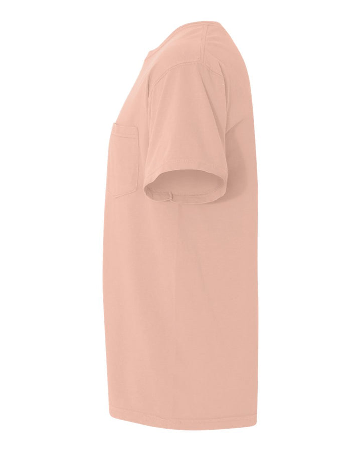 Left View of Peachy Garment-Dyed Heavyweight Pocket T-Shirt - 6030