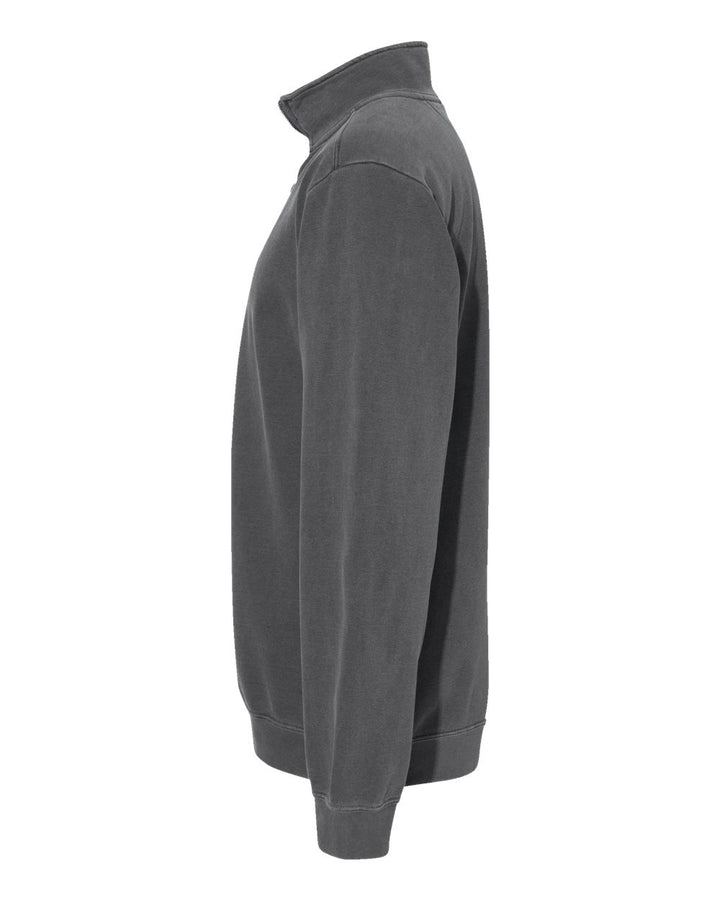 Left View of Pepper Garment-Dyed Quarter Zip Sweatshirt - 1580