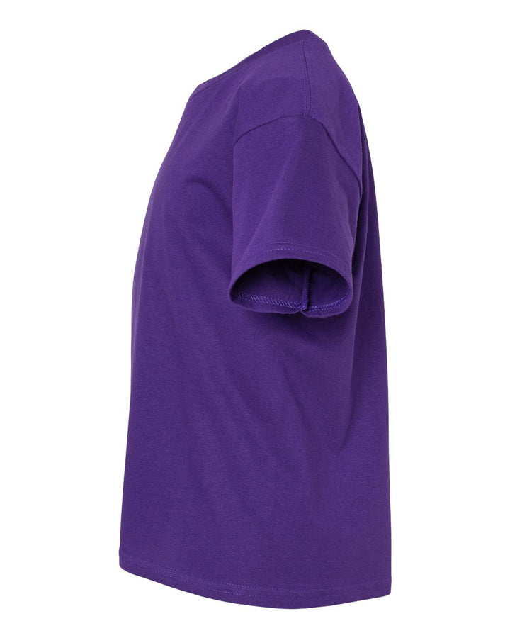 Left View of Purple Softstyle® Youth T-Shirt - 64000B