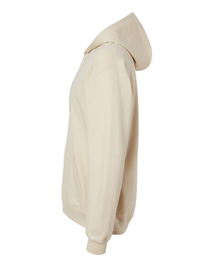Left View of Sand Softstyle® Full-Zip Hooded Sweatshirt - SF600