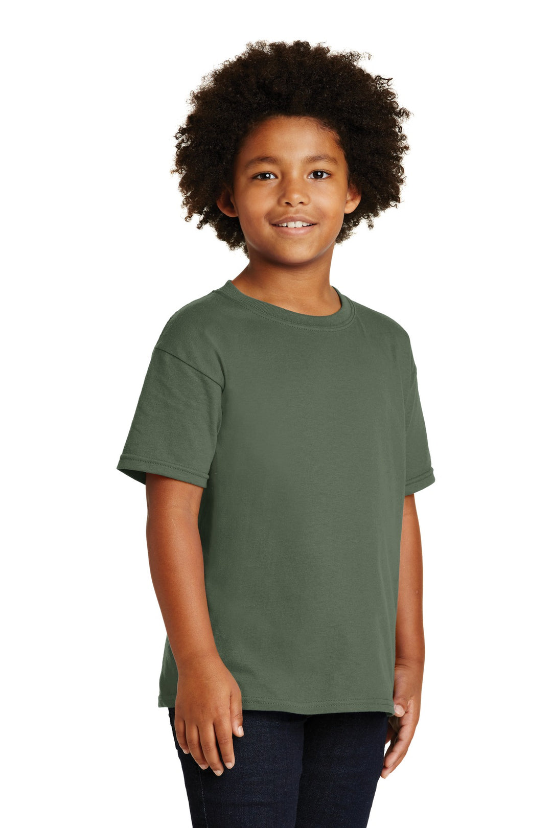 Military Green Gildan - Youth Heavy Cotton 100% Cotton T-Shirt. 5000B