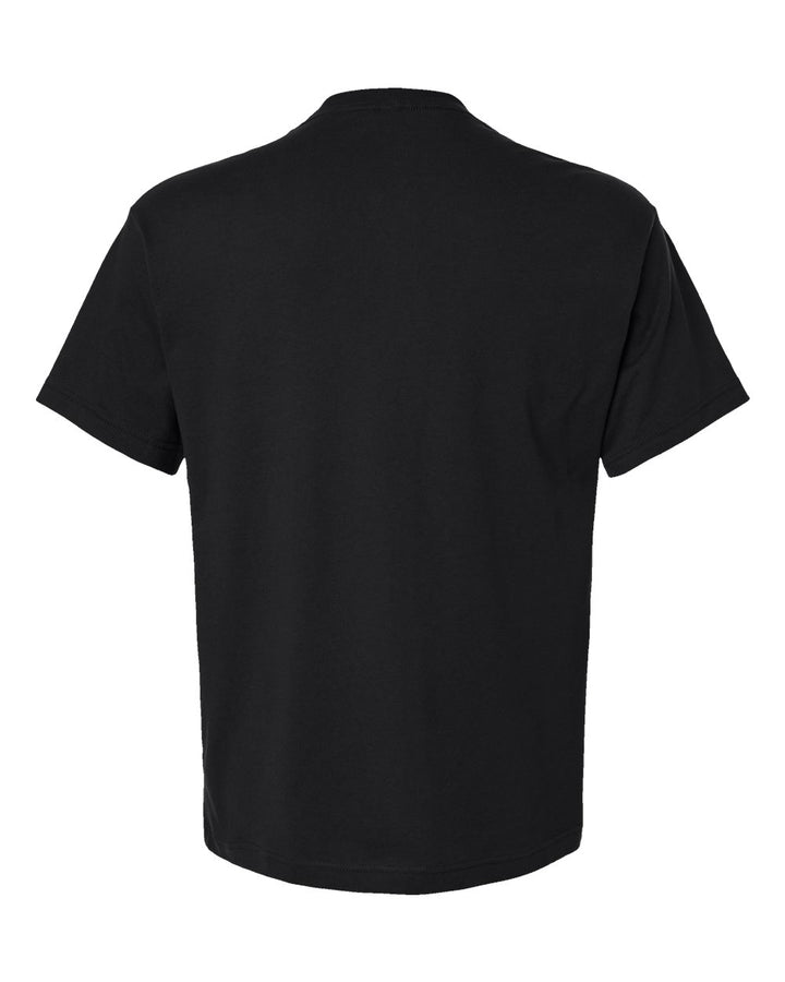Rear View of Black 6 oz. Heavyweight Tee - 3010