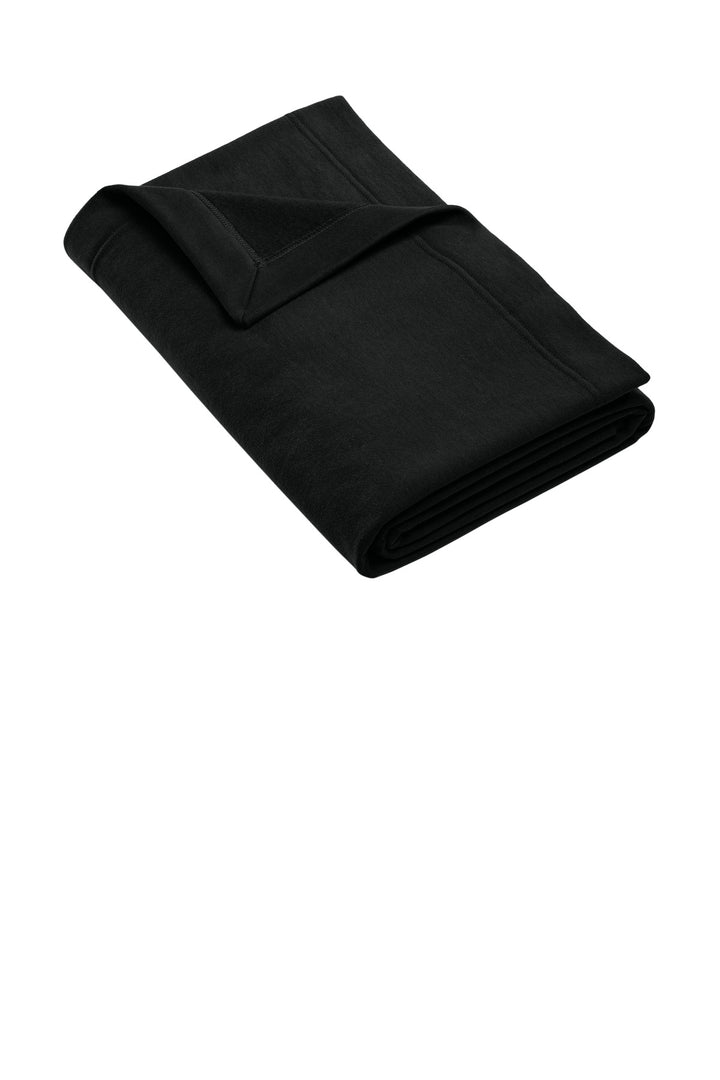 Rear View of Black Gildan Heavy Blend Fleece Stadium Blanket 18900