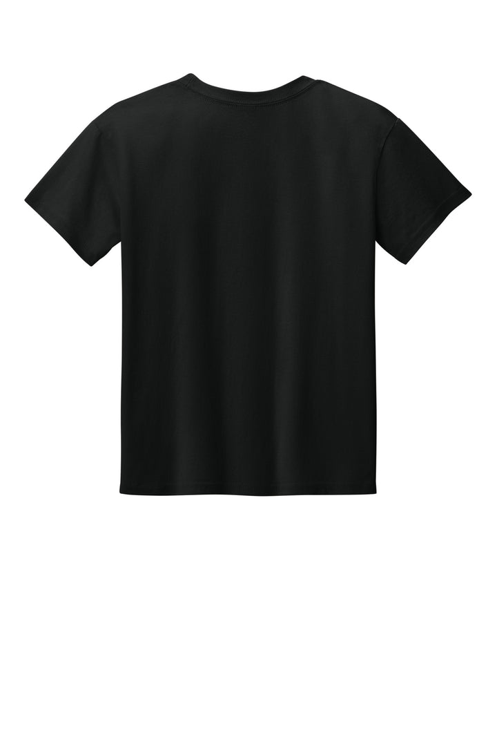 Rear View of Black Gildan Youth Light Cotton Tee 3000B