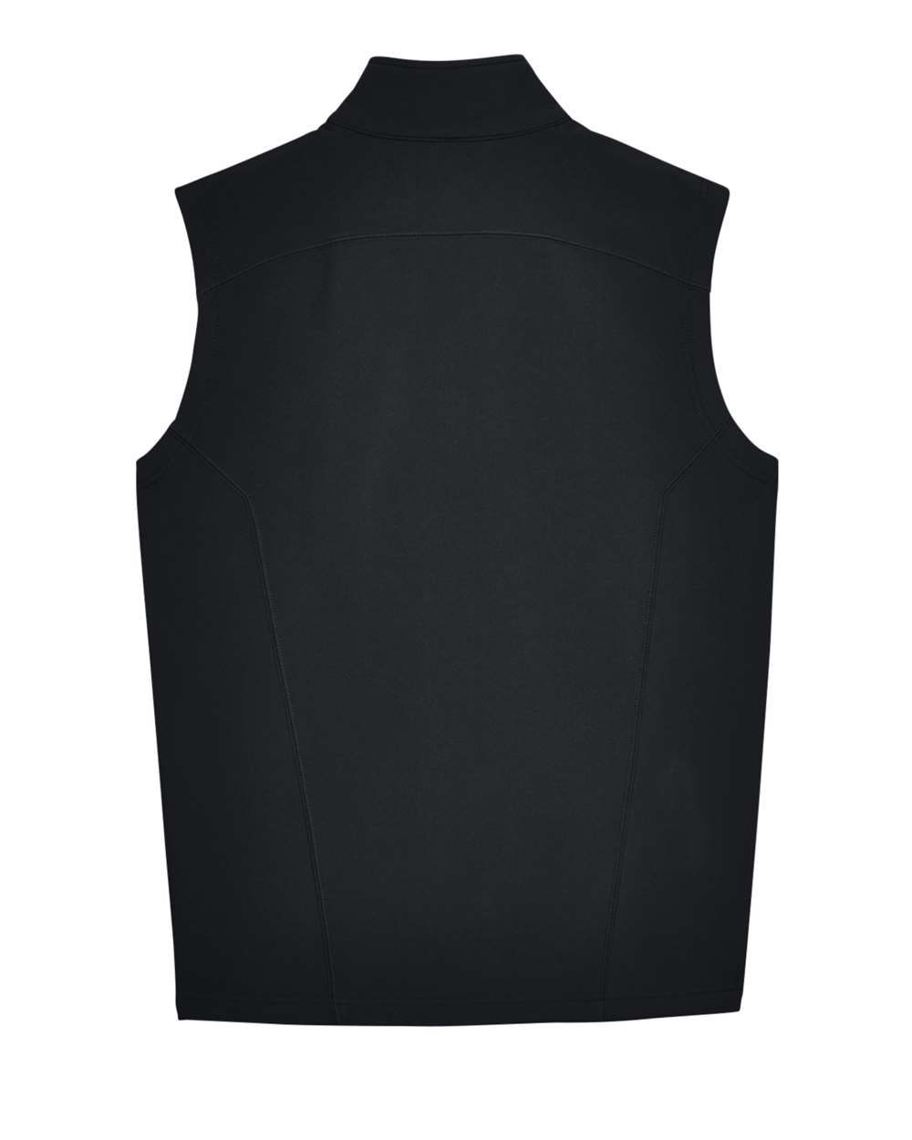 Rear View of Black Men's Cruise Two-Layer Fleece Bonded Soft Shell Vest - CE701