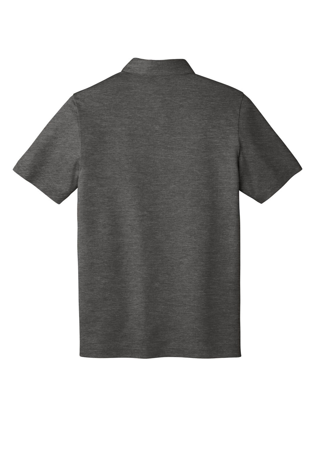 Rear View of BlkHthr TravisMathew Oceanside Heather Polo. TM1MU412