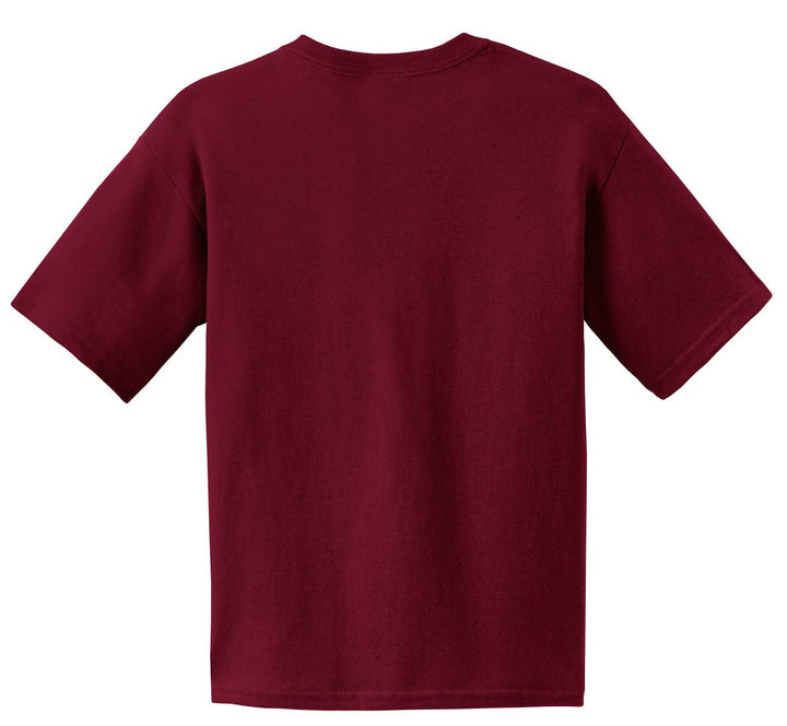 Rear View of Cardinal Red Gildan - Youth Ultra Cotton 100% US Cotton T-Shirt. 2000B