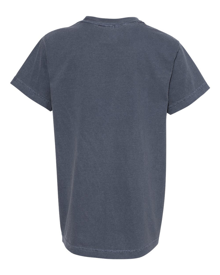 Rear View of Denim Garment-Dyed Youth Heavyweight T-Shirt - 9018