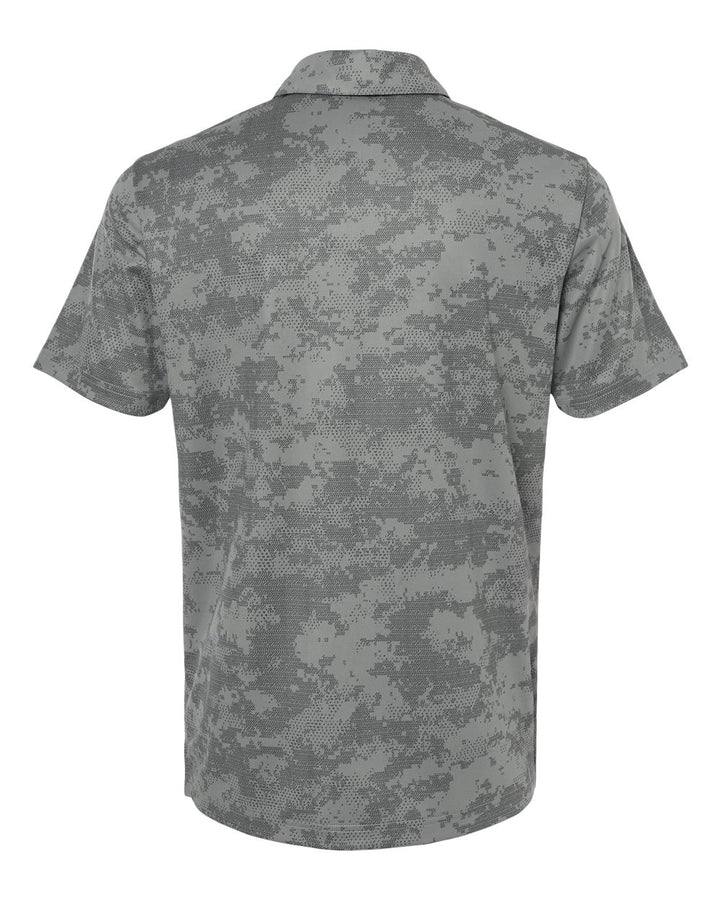 Rear View of Grey Three Camo Polo - A550